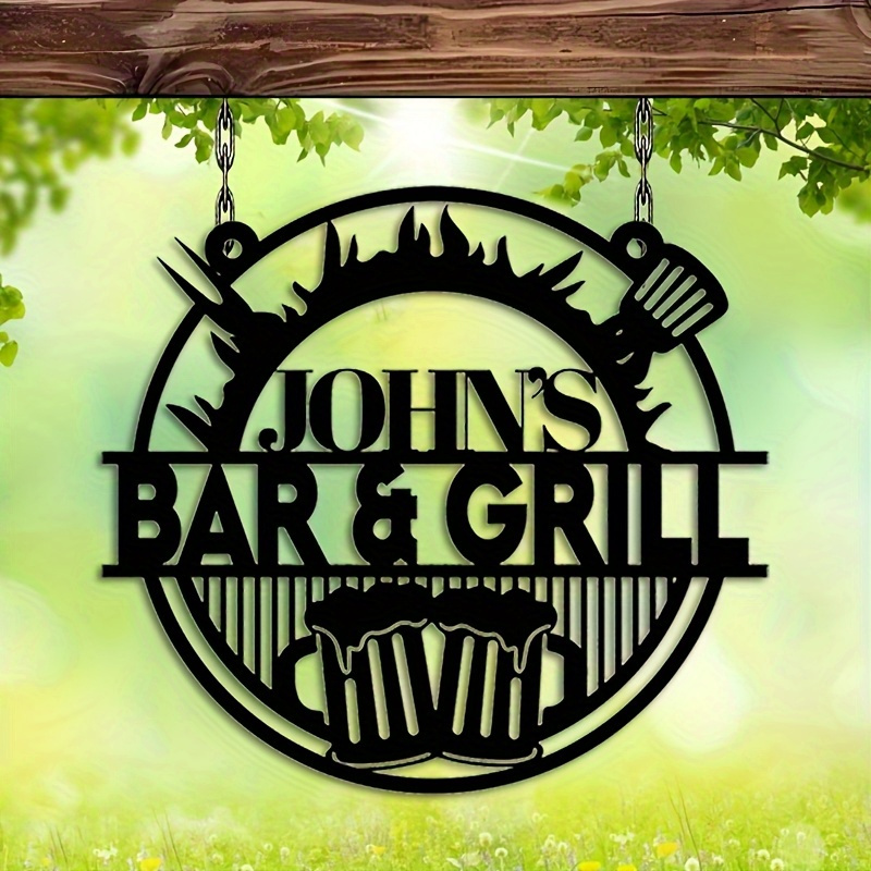 Eve Party - Anpassbare Schmiedeeisen-Schilder - Personalisierter Text, Outdoor-Grillrestaurant-Dekoration,